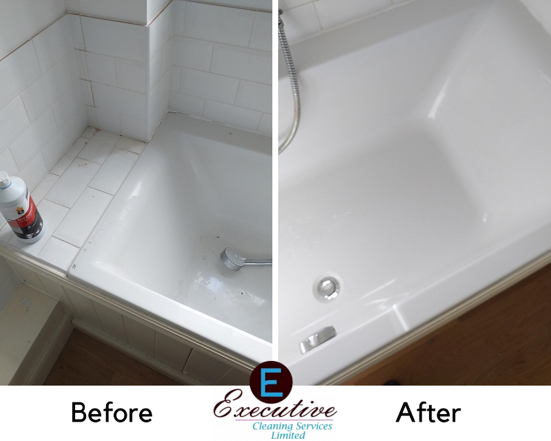 Before and after comparison of a bath clean